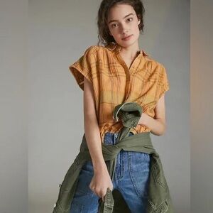 NWT Anthropologie Pilcro Serena Surf Henley Blouse